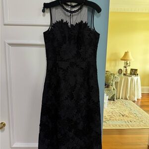 Rickie Freeman for Teri Jon Elegant Black Floral Dress size 10